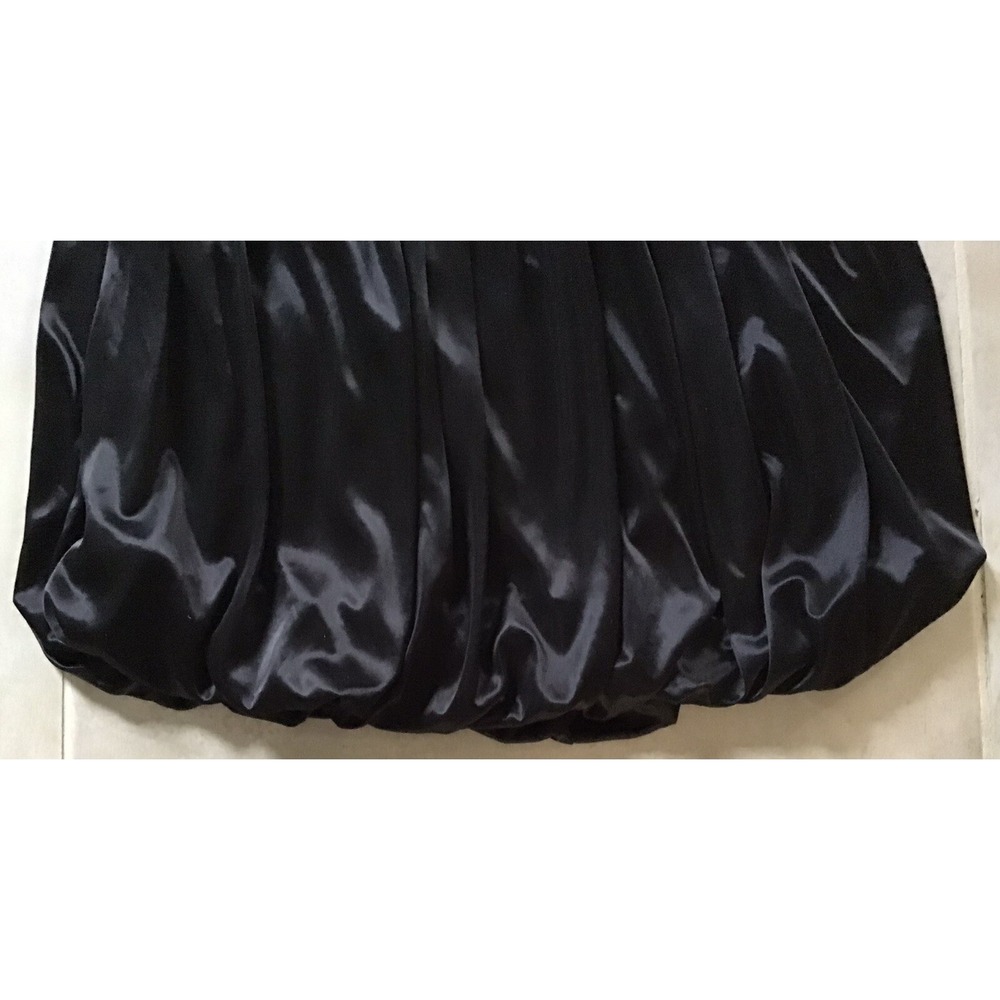 RUBY ROX M Black Satin Dress Bubble Hem Spaghetti Strap Glam Quiet Luxe Feminine - Picture 7 of 11